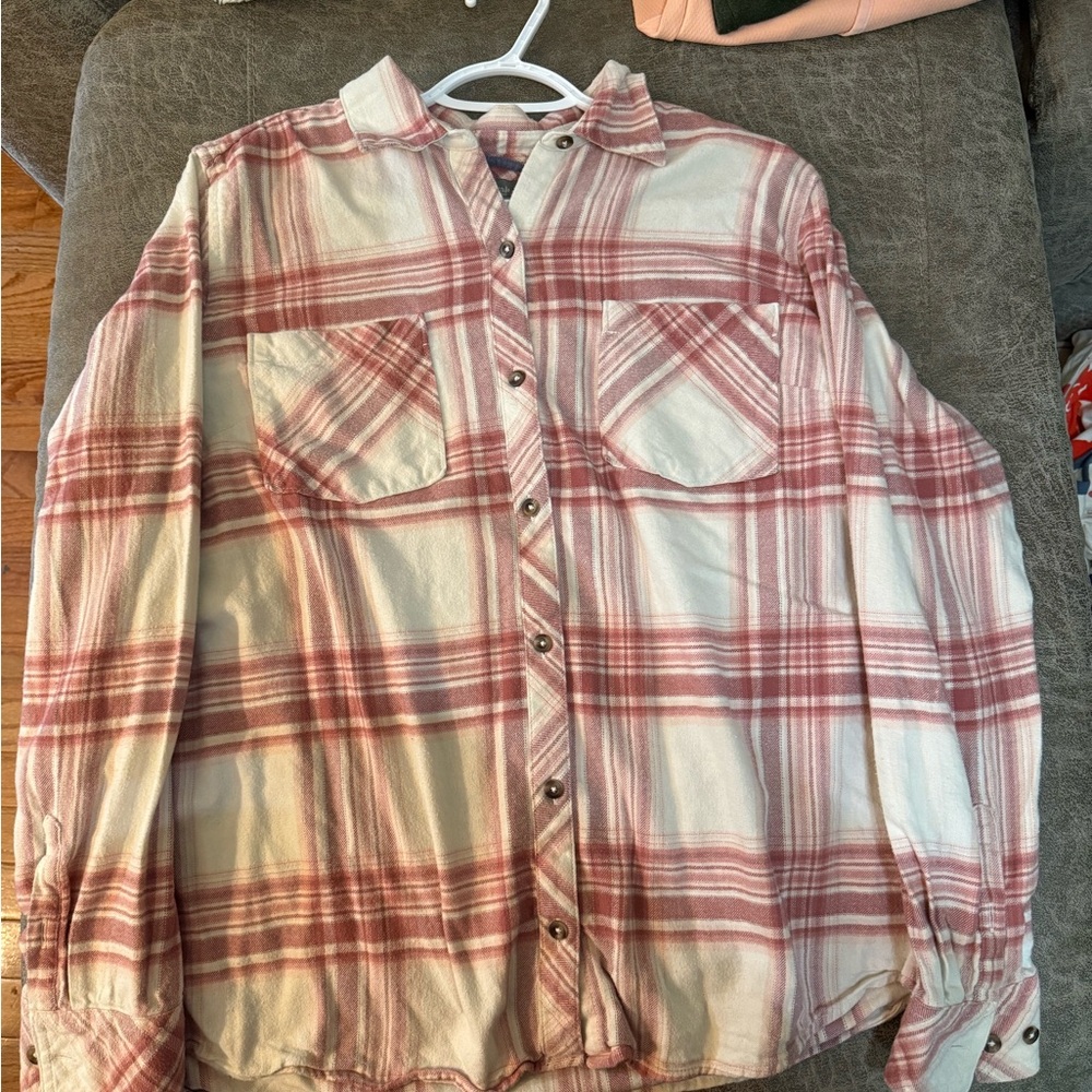 Natural Reflections Red and White Casual Button Down Shirt